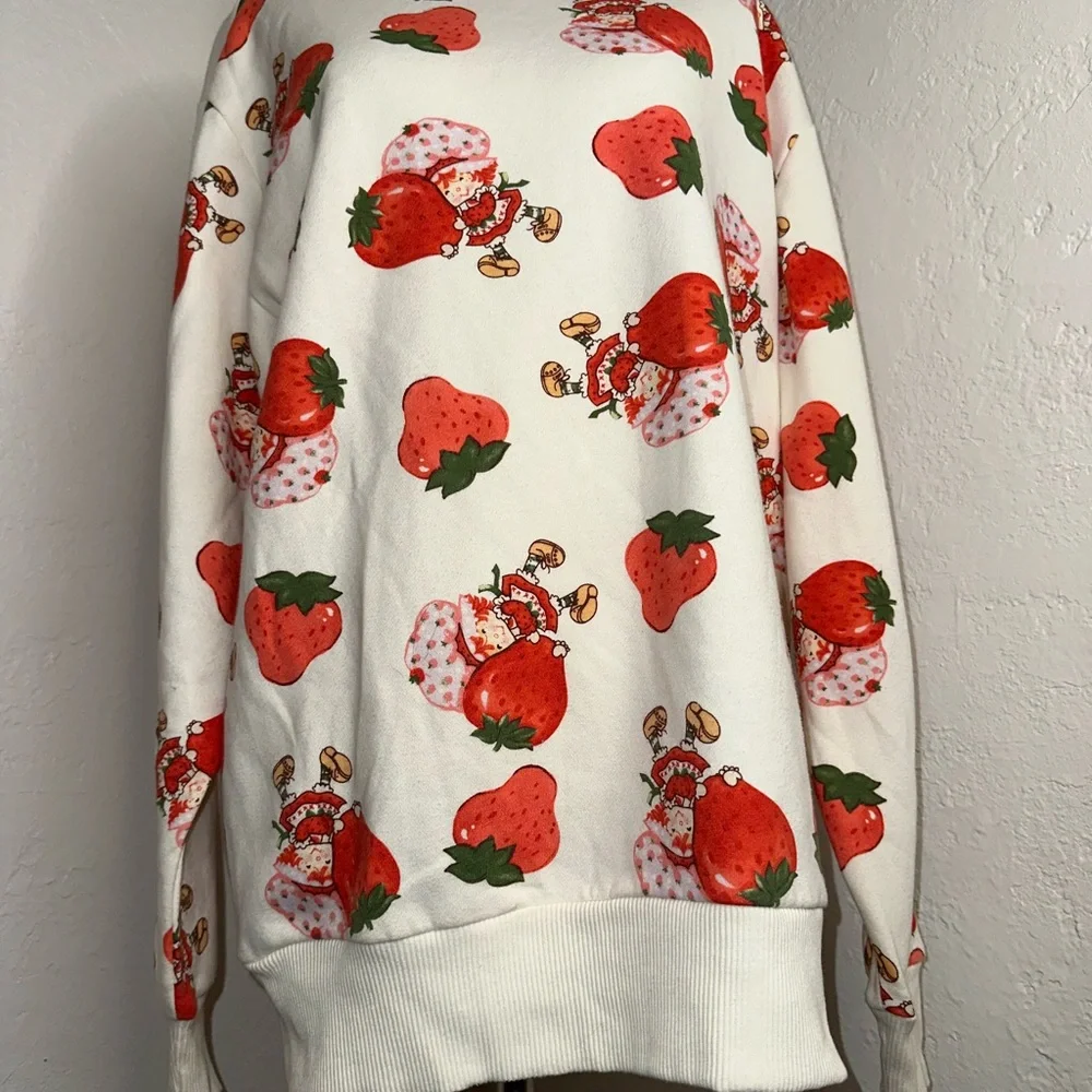 Strawberry Shortcake Ivory Retro Pullover Sweatshirt S/M - Picture 3 of 9